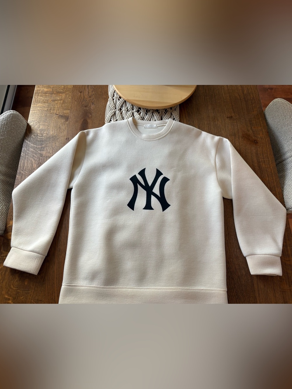 Cream Crewneck Sweatshirt in neoprene